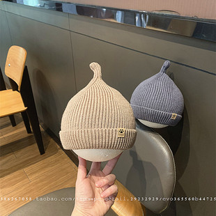 婴儿帽子冬季新生儿0到3个月男宝宝毛线帽带内衬保暖针织帽小月龄