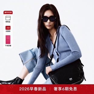 PINKO女士2026年春季新款牛仔风绑绳上衣毛针织衫PAF26123811