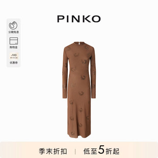 PINKO女士水钻漩涡高领长款 连衣裙104335A289