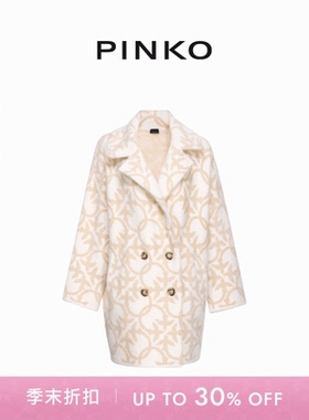 PINKO女士通勤飞鸟印花双排扣短款翻领大衣外套101573A21Q