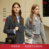 PINKO女士通勤人字斜纹飞鸟标徽链条燕子包单肩包100074A0GK