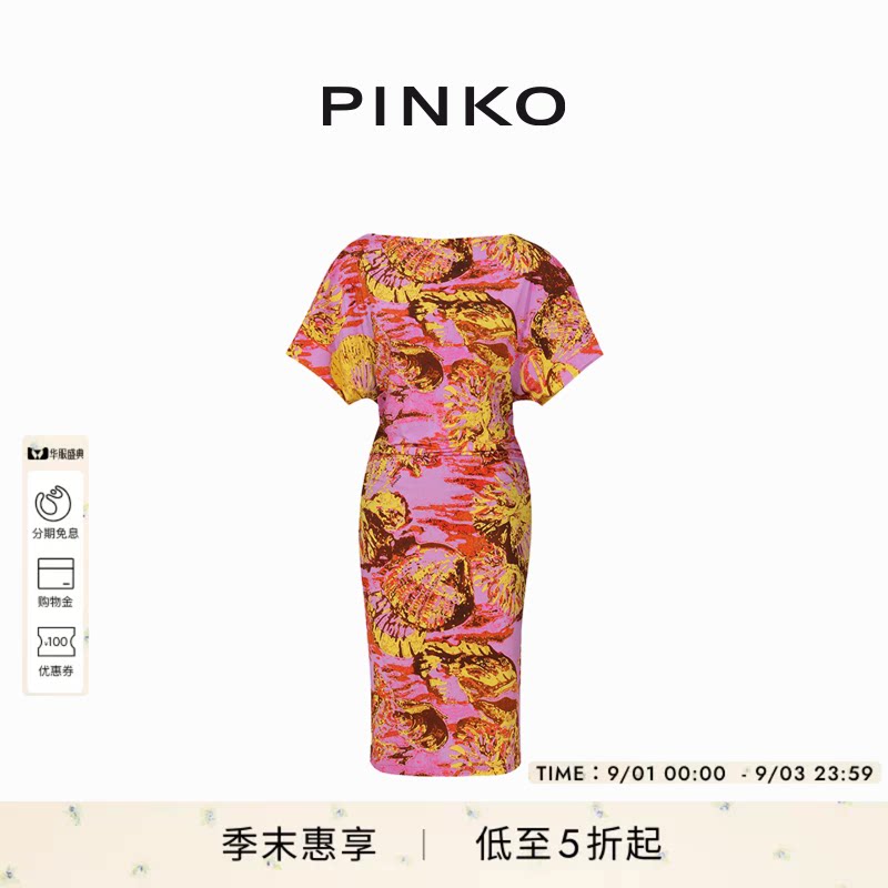 碎花蓬蓬袖修身连衣裙图片