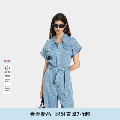PINKO女士2026年夏季新款酷飒老花西部牛仔连体裤PAF26135833