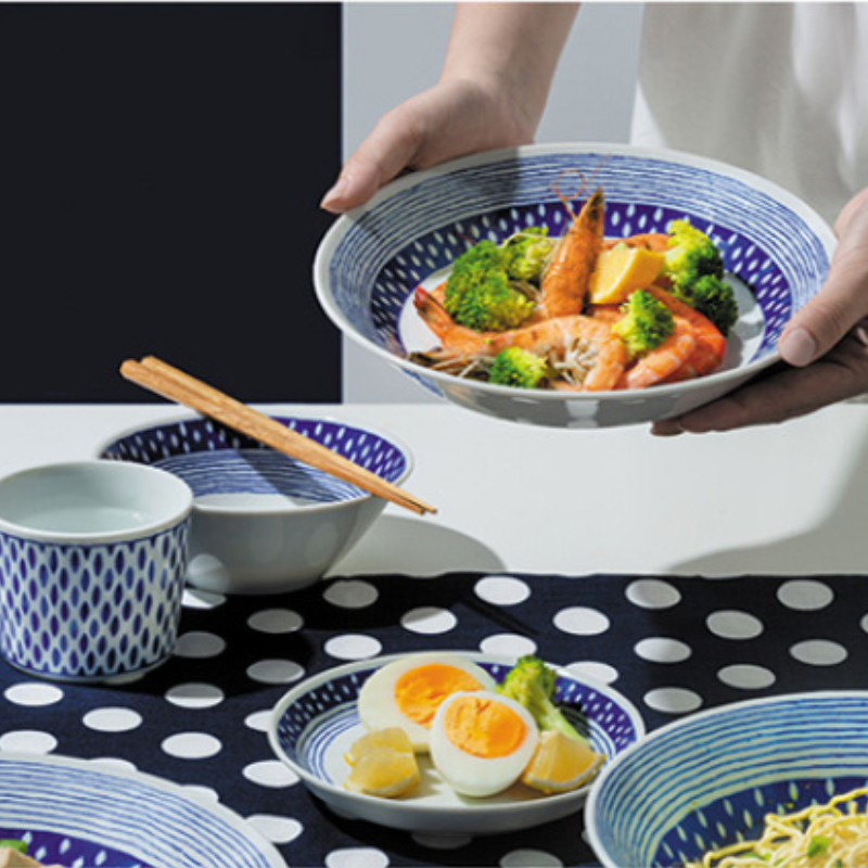 进口陶瓷餐具日本AITO正餐盘深盘釉下彩沙拉碗美浓烧饭碗大盘汤碗