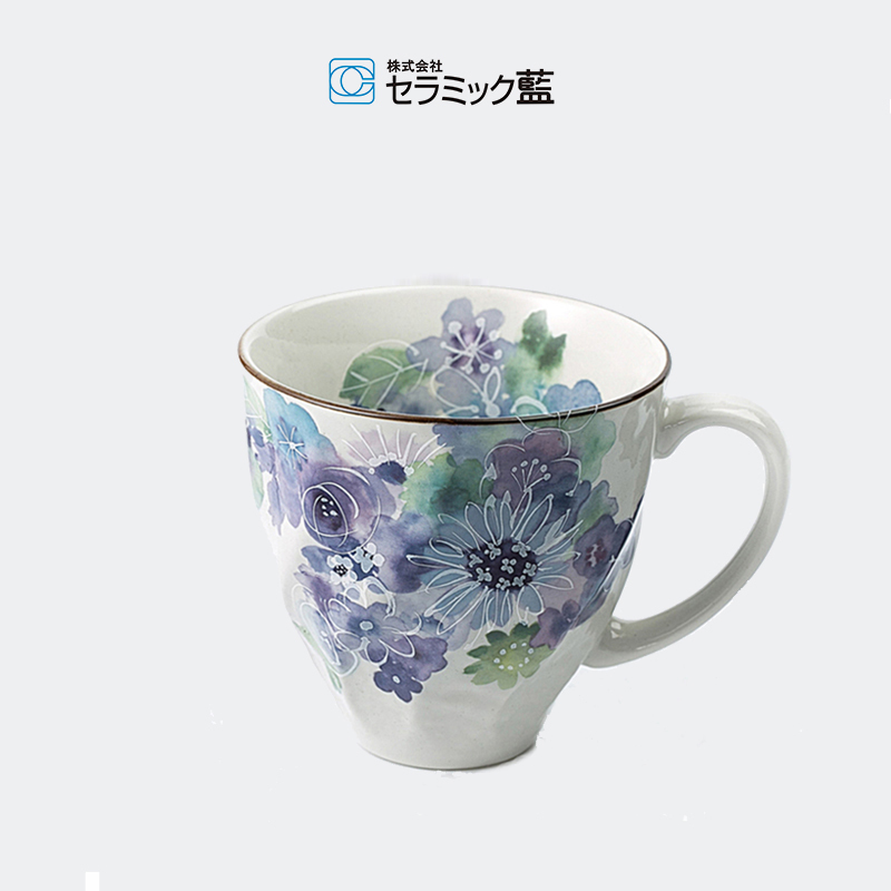 日本ceramic蓝美浓烧陶瓷马克杯