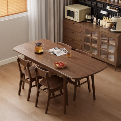 实木法式可伸缩餐桌小户型