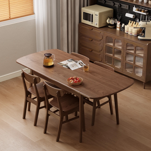 实木法式可伸缩餐桌小户型