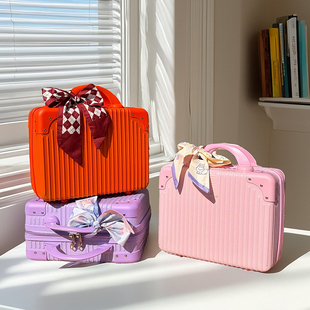 手提小行李箱女带密码锁时尚拉链潮流化妆包男通用手提化妆箱14寸