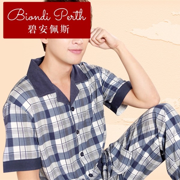 碧安佩斯夏季短袖男士竹纤维睡衣套装薄款 夏天家居服比棉好 专