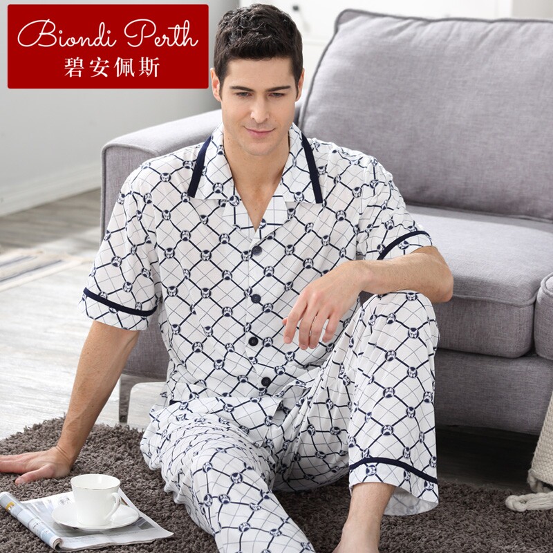 碧安佩斯柜大男装家居服家居服套装竹纤维品牌睡衣套装短袖专柜