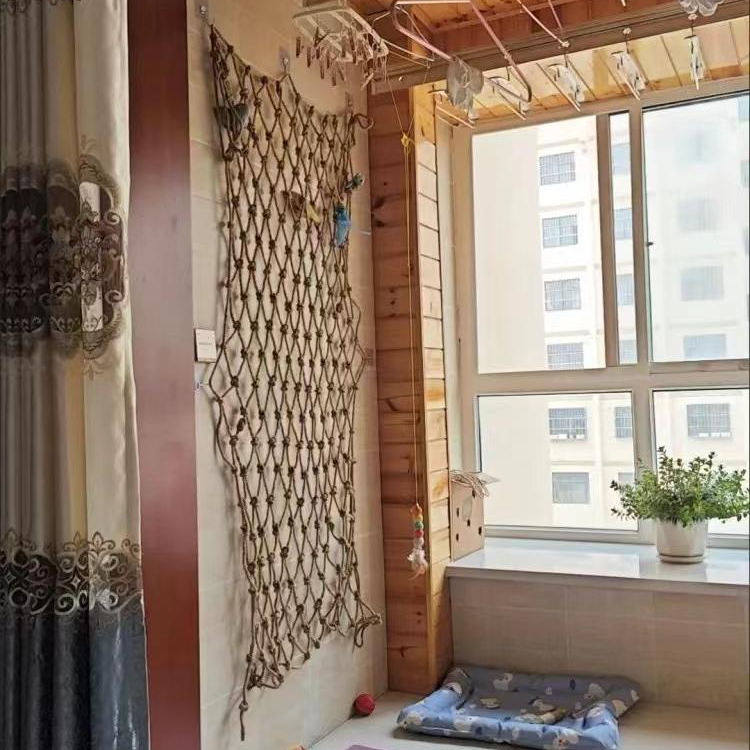 多功能猫咪攀爬架麻绳网天花板跑酷网通天树猫吊床楼梯防坠防护网