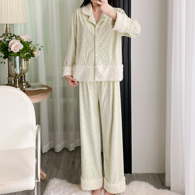 海岛绒睡衣秋女款2025新款加厚冬天长袖长裤套装珊瑚绒家居服外穿