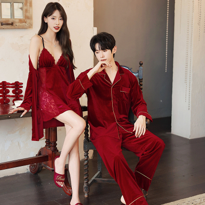 情侣家居服金丝绒新婚本命年睡衣
