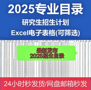 2021-2025硕士研究生招生目录表格Excel可筛选排序查询更方便！