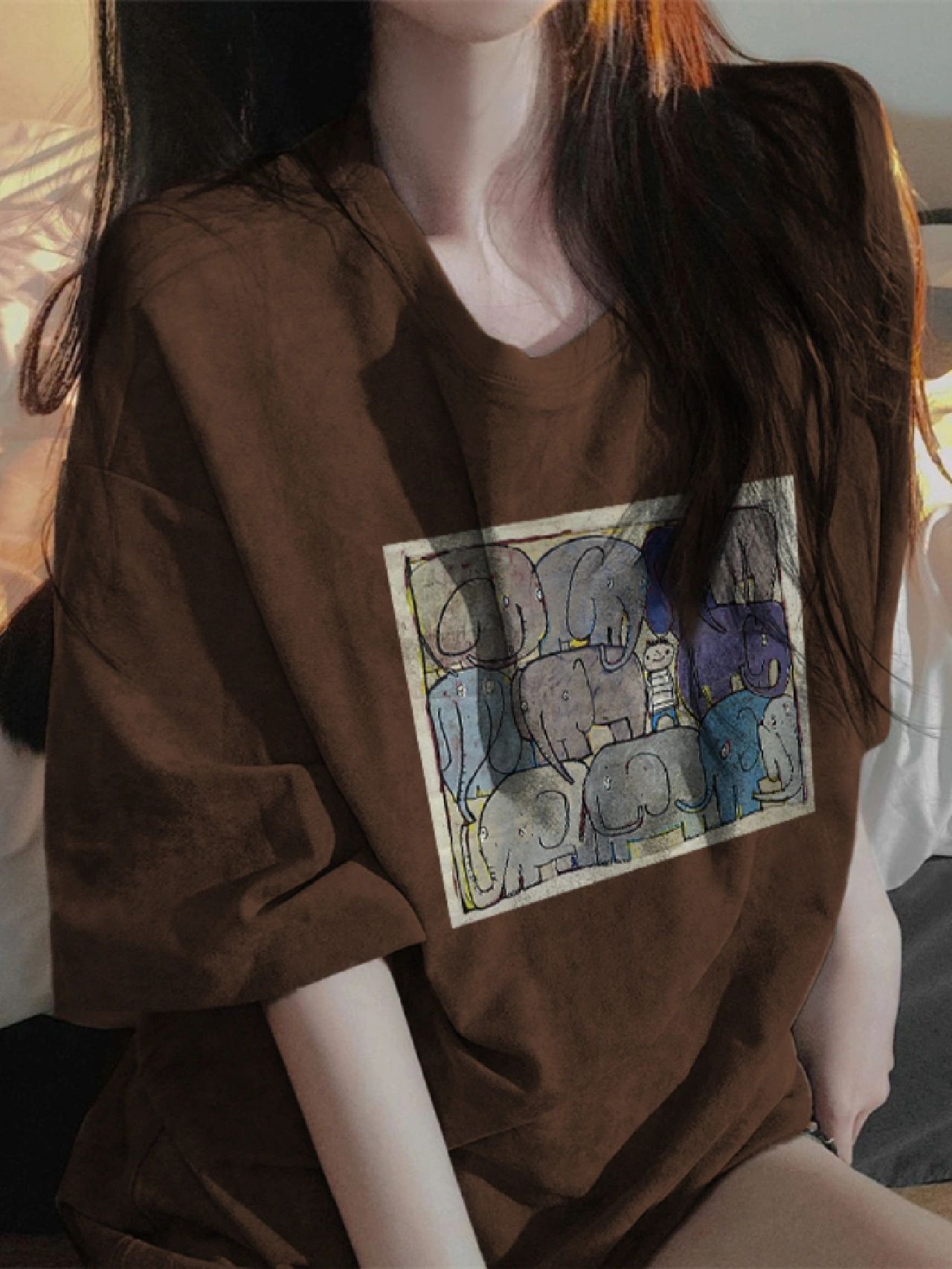 oversize纯棉圆领夏季短袖T恤女