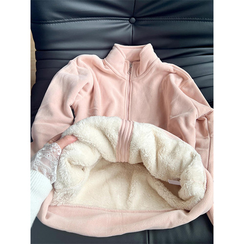 羊羔绒毛开衫立领卫衣女秋冬