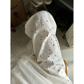 女夏季 休闲长裤 薄款 白色波点阔腿裤 裤 子宽松新款 小个子冰丝山本裤