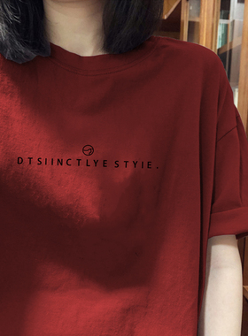 新年红色纯棉短袖T恤女早春2024年新款爆款宽松bf原宿风半袖上衣