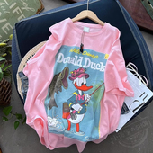 潮oversize学生chic港味上衣 新款 日系复古卡通印花短袖 t恤女夏季