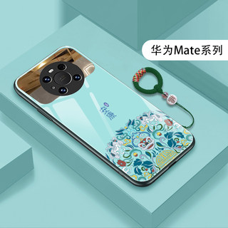 适用华为mate50手机壳新款mete40pro中国风meta30epro国潮高级玻璃mata20x网红40e男女款mt10por手机套9p情侣