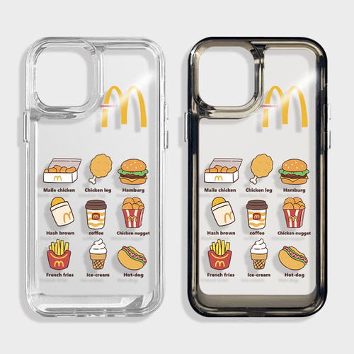 M记麦门适用苹果15情侣手机壳iphone14plus保护壳13mini透明12/11promax亚克力xsmax薯条xr汉堡se2华为mate60