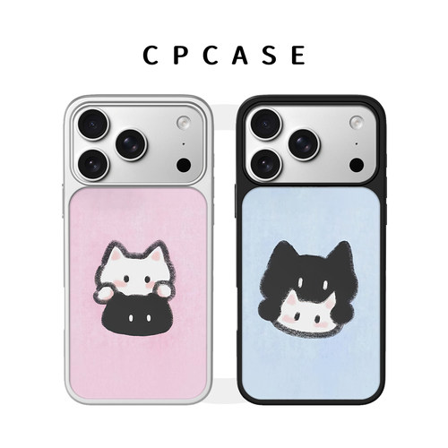 情侣猫咪适用iPhone17promax手机壳magsafe磁吸苹果16简约15可爱14plus情侣13支架华为mate80小米17pro保护套