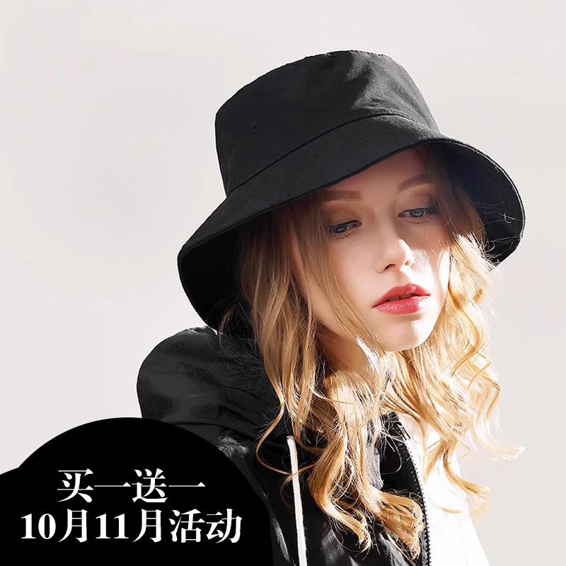 大头围日系薄款黑色遮阳帽子定制