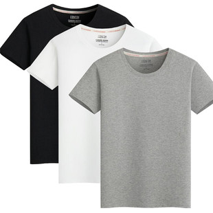 宽松白T男装 潮流日系大码 上衣服 纯棉纯色T恤全棉白色短袖 3件