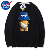 男纯棉厚实宽松情侣白色春秋日系圆领打底衫 NASADIEU联名长袖 t恤