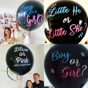 36寸黑色性别显示气球Boy Or Girl宝宝Gender Reveal揭示派对装饰