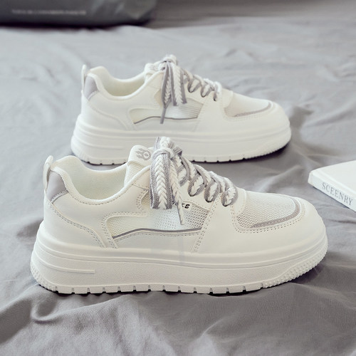 新款百搭厚底休闲小白鞋女