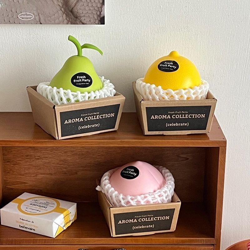 ins可爱水果香薰摆件室内卧室女生淡香香氛车载车用汽车固体香膏