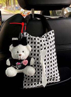 汽车纸巾包挂袋可爱小熊玩偶车载抽纸车内用座椅纸巾袋挂式纸巾盒