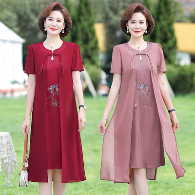 婚宴礼服中老年妈妈气质雪纺高贵