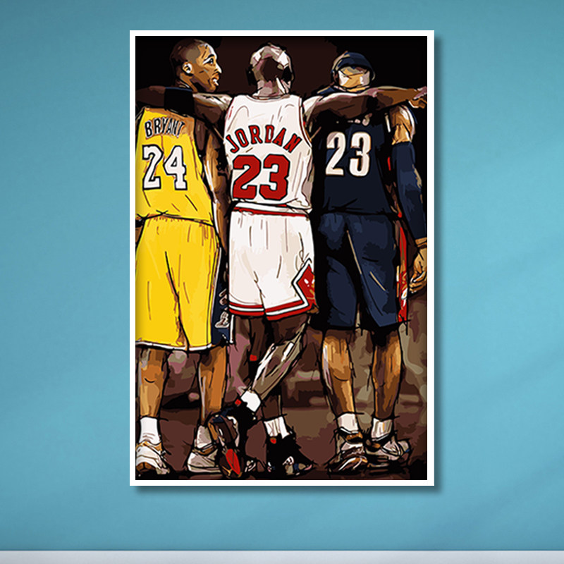 nba球星科比diy数字油彩画人物油画填充画手工礼物填色手绘装饰画