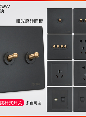 BE高级灰色北欧黄铜拨杆开关工业插座面板家装主题酒店复古仿古86