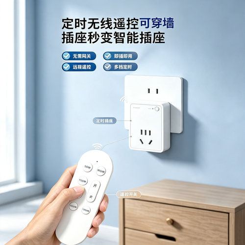 远程万向遥控无线插座六档定时转换插座电源插座风扇控制电器10A