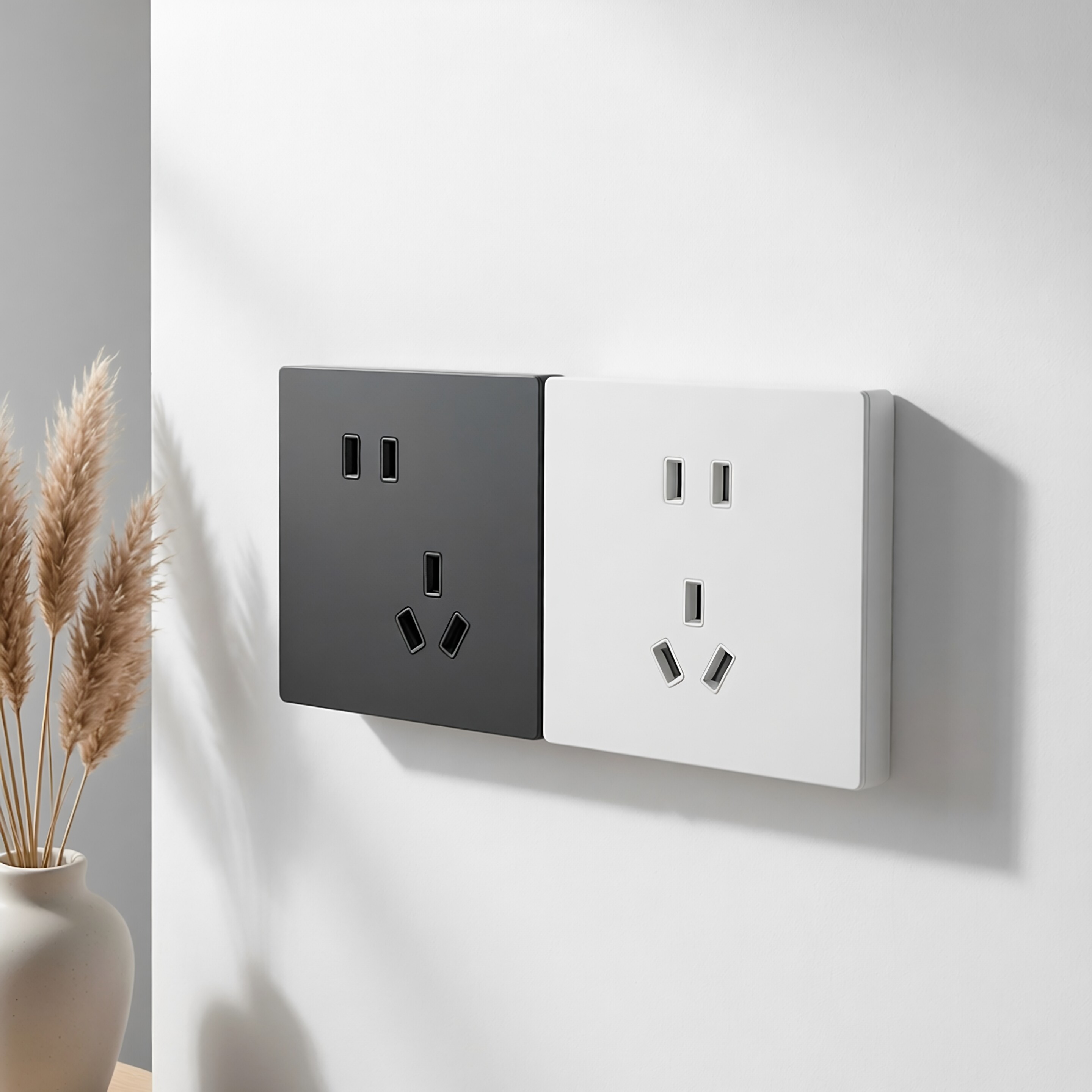 适配华为3系配套普通开关适配普通插座AG肤感玻璃面玄武灰月光白