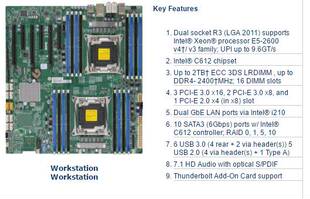 主板 2011 超微 2600V3V4询价 C612 支持 DDR4 X10DAI