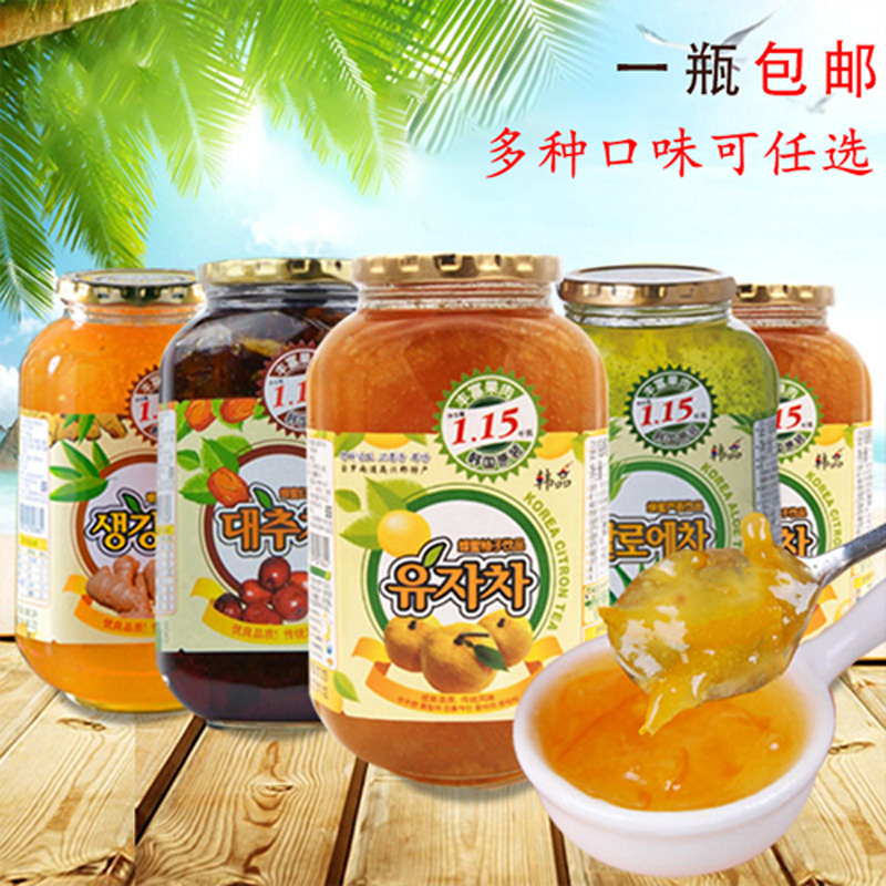 包邮韩国韩品蜂蜜柚子芦荟红枣生姜风味水果茶蜜炼果味饮品1150g