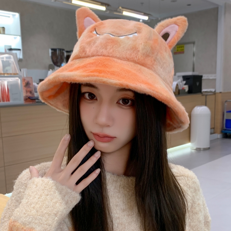 韩版可爱小怪兽针织帽女秋冬2025新款保暖毛线帽套头帽加厚渔夫帽