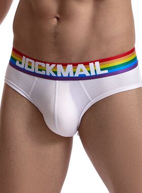 JOCKMAIL 彩虹三角裤 低腰性感纯色棉透气透明男内裤夏潮速干运动