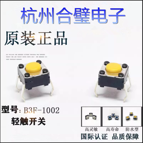 B3F-1002原装进口日本欧姆龙微动轻触开关按键小按钮4脚6x6x4.3mm