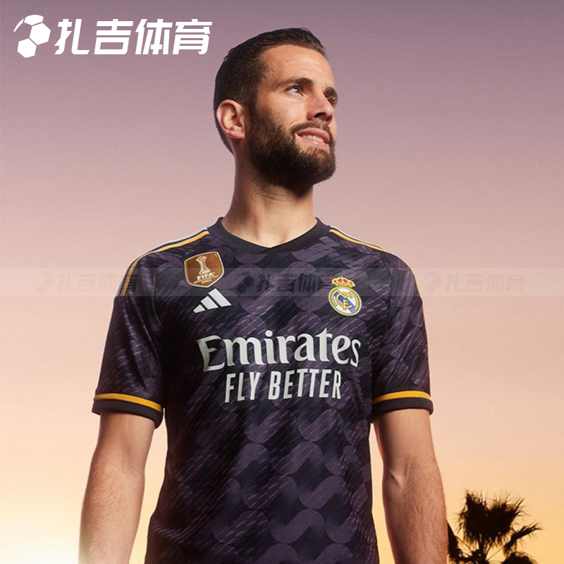 扎吉体育Adidas正品皇马23-24赛季客场球员版足球服球衣男IA5138