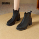 大东dd高跟短靴女2025新款 秋冬女靴粗跟英伦风小皮靴复古马丁靴子