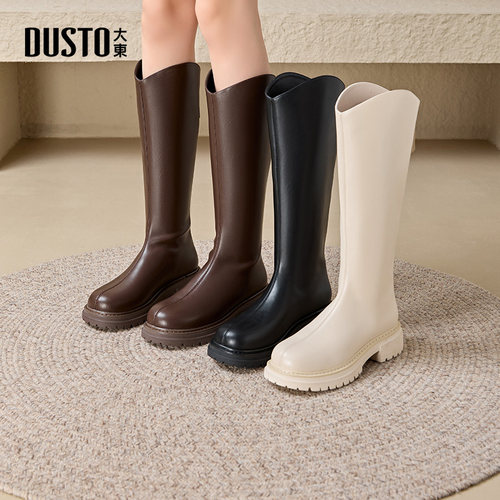 长筒靴时尚休闲粗跟后拉链
