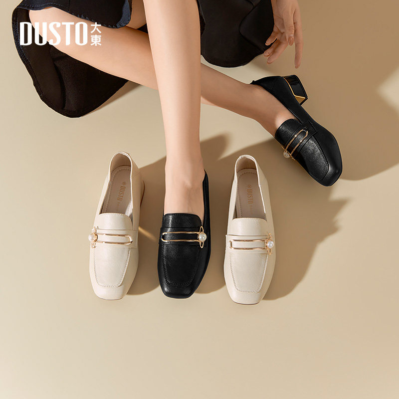 大东乐福鞋女鞋2026春季新款时尚休闲优雅粗跟中跟套脚方头Q0005,女鞋,乐福鞋（豆豆鞋）,淘宝优惠券,粉丝福利购,淘宝优惠卷