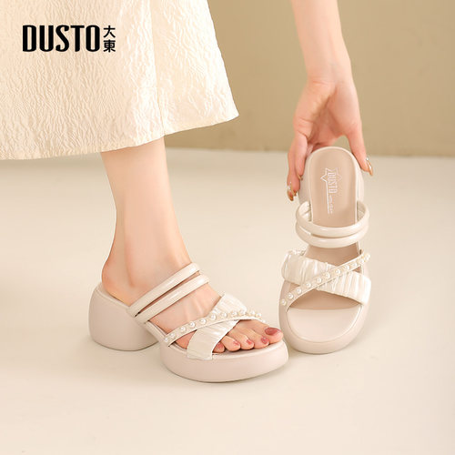 时装拖鞋时尚优雅粗跟高跟