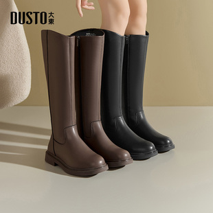大东dd靴子长筒靴美拉德女秋冬女靴2025新款 复古瘦瘦靴高筒骑士靴