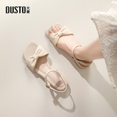 女鞋 2025夏季 带跟凉鞋 大东一字带凉鞋 蝴蝶结搭扣舒适粗跟鞋 子0015